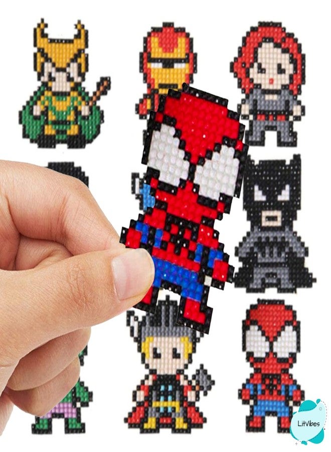 LitVibes DIY Diamond Painting 5D Stickers,Mosaic Diamond Stickers Art and Craft kit for Kids & Children - (Superhero) - Image 4